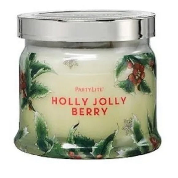 Partylite Holly Jolly Berry signature 3 wick candle jar New - Picture 2 of 5